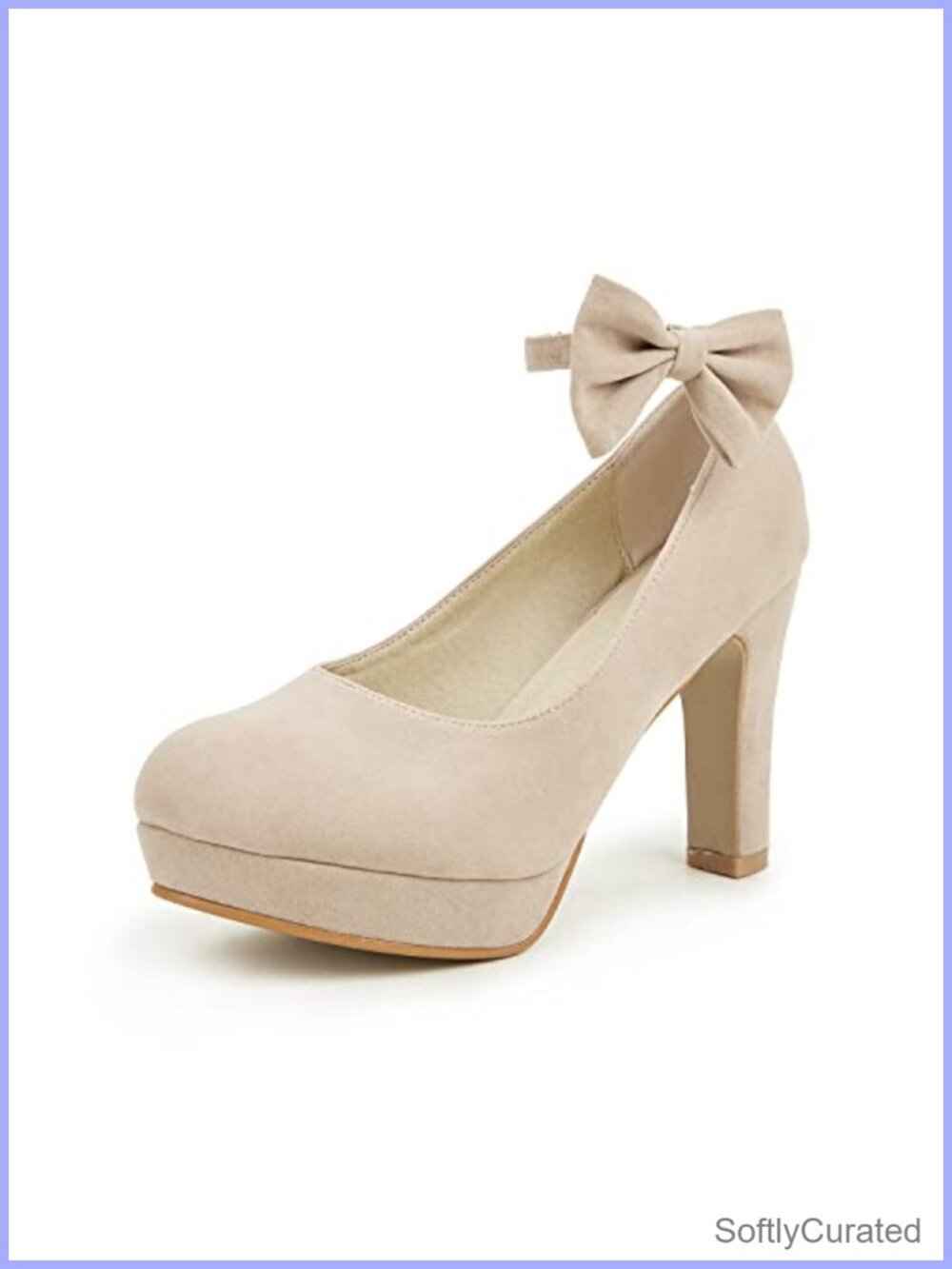 Women's Platform High Heel Dress Pumps Ankle Strap Bow Chunky Heels Party